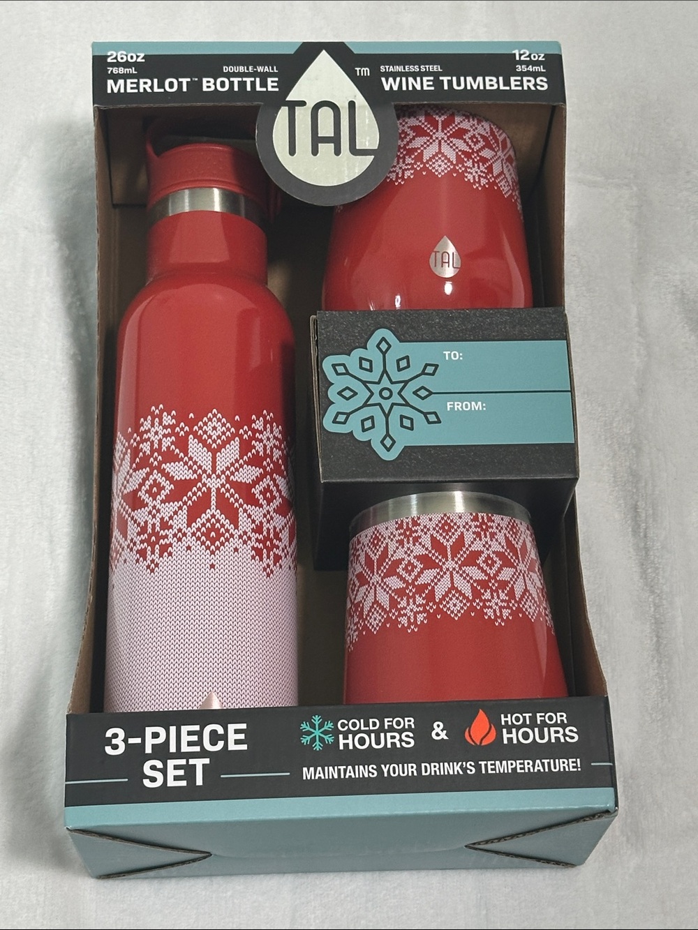 👑 NWT TAL Merlot Bottle & Wine Tumblers
